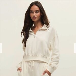 Z Supply Half Zip Sweatshirt Cloud White XL Pullover Fleece Oversized
